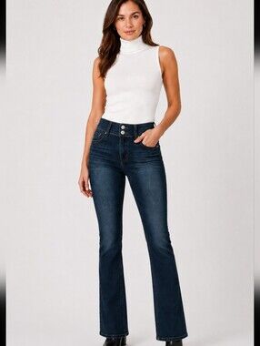 Wallflower Women's Dark Wash Boot Cut Jeans